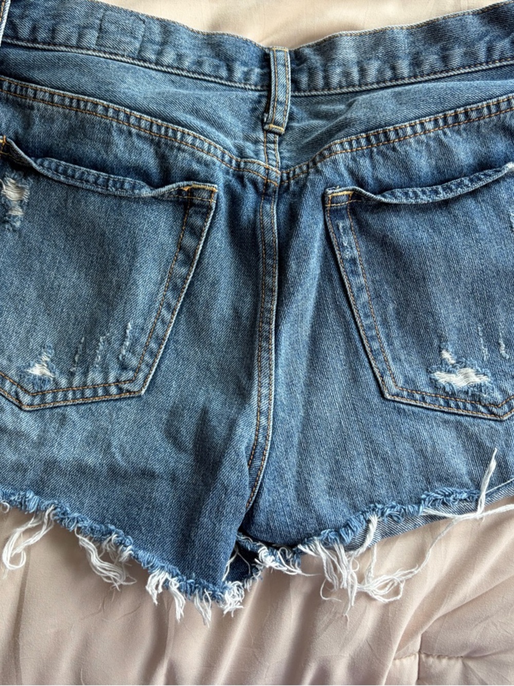 We The Free Distressed Cutoff Denim Shorts - Light Blue